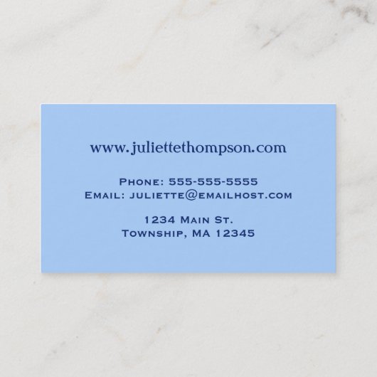 Japans draaiboek, kobalt en Sky Blue Visitekaartje (Achterkant)