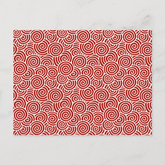 Japans draaipatroon - diep rood en wit briefkaart (Voorkant)