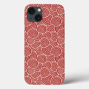Japans draaipatroon - diep rood en wit iPhone 13 hoesje