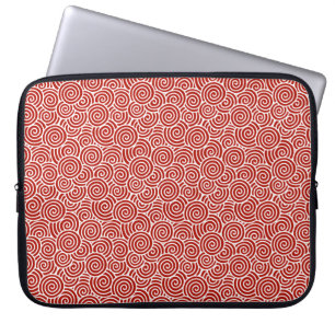 Japans draaipatroon - diep rood en wit laptop sleeve