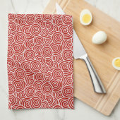 Japans draaipatroon - diep rood en wit theedoek (Quarter Fold)