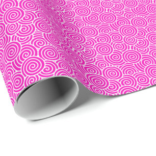 Japans draaipatroon - fuchsia roze en wit cadeaupapier
