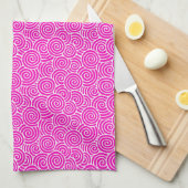 Japans draaipatroon - fuchsia roze en wit theedoek (Quarter Fold)