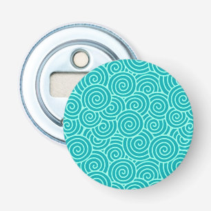 Japans draaipatroon - turquoise en aqua button flesopener
