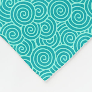 Japans draaipatroon - turquoise en aqua fleece deken