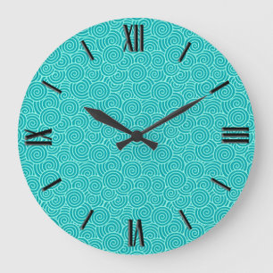 Japans draaipatroon - turquoise en aqua grote klok