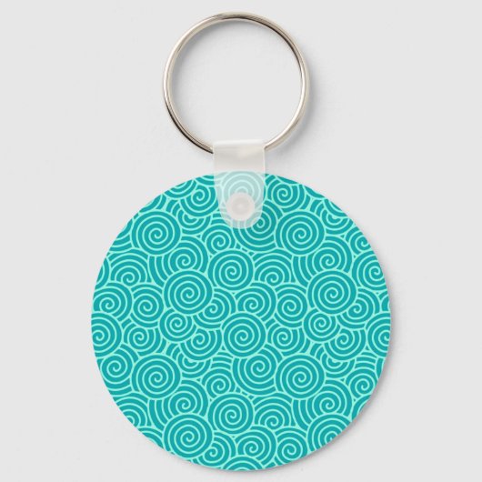 Japans draaipatroon - turquoise en aqua sleutelhanger (Voorkant)
