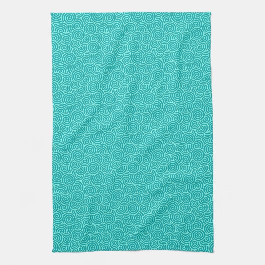 Japans draaipatroon - turquoise en aqua theedoek (Verticaal)