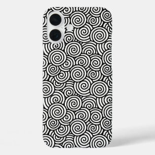 Japans draaipatroon - wit en zwart iPhone 16 plus hoesje