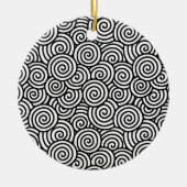 Japans draaipatroon - wit en zwart keramisch ornament (Voorkant)