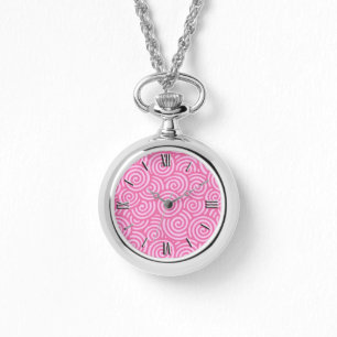 Japans draaipatroon - zacht pepermuntwit roze horloge