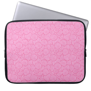 Japans draaipatroon - zacht pepermuntwit roze laptop sleeve