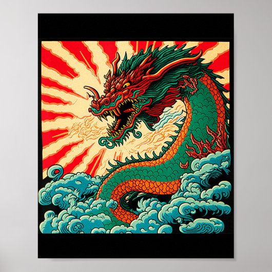 Japans dragon Anime Japan Chinese Dragons Tattoo Poster (Voorkant)
