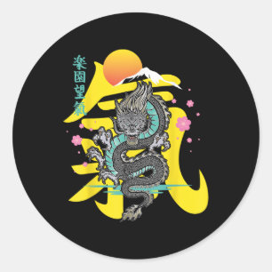 Japans Dragon Asia Tattoo Ronde Sticker