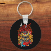 Japans dragon Cyberpunk Samurai Koi Fish Aesthet Sleutelhanger (Voorkant)