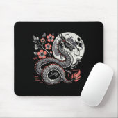 Japans Dragon Sakura Moon Cherry Blossom Mannen Wo Muismat (Met muis)