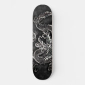 Japans dragon zwart, zilver  dek persoonlijk skateboard (Voorkant)