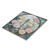 Japans Dragonfly Glas in lood Art Deco Nouveau Tegeltje (Zijkant)