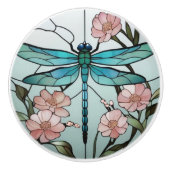 Japans Dragonfly Glas in lood Deco Art Nouveau Keramische Knop (Voorkant)