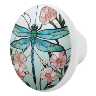 Japans Dragonfly Glas in lood Deco Art Nouveau Keramische Knop