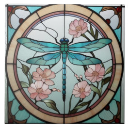 Japans Dragonfly Glas in lood Deco Art Nouveau Tegeltje