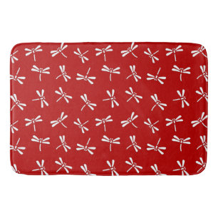 Japans Dragonfly-patroon, diep rood en wit Badmat