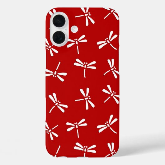 Japans Dragonfly-patroon, diep rood en wit Case-Mate iPhone Case (Achterkant)