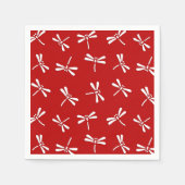 Japans Dragonfly-patroon, diep rood en wit Servet (Voorkant)