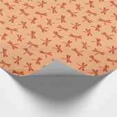 Japans Dragonfly-patroon, Mandarijns-Sinaasappel Cadeaupapier (Hoek)