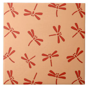 Japans Dragonfly-patroon, Mandarijns-Sinaasappel Tegeltje