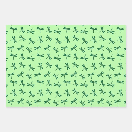 Japans Dragonfly Pattern, marine. Koraal, groen Inpakpapier Vel (Voorkant 3)