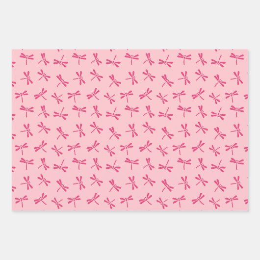 Japans Dragonfly Pattern, marine. Koraal, groen Inpakpapier Vel (Voorkant 2)