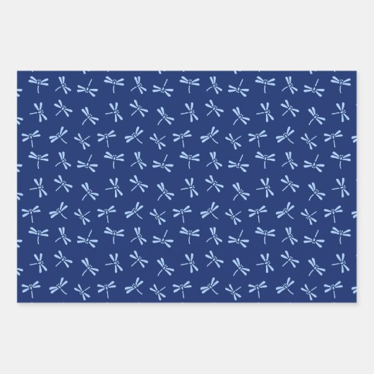 Japans Dragonfly Pattern, marine. Koraal, groen Inpakpapier Vel (Voorkant)