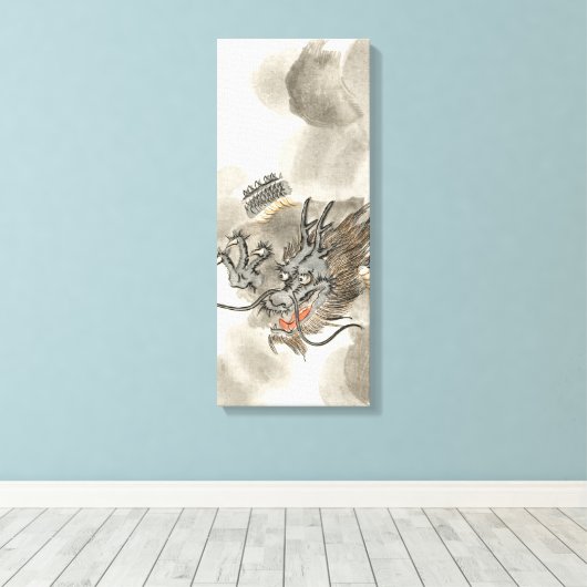 Japans Drakenkrijger Canvas Afdruk (Insitu (Houten vloer))