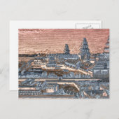 Japans Edo Tokyo Castle Palace Complex Engraving Briefkaart (Voorkant / Achterkant)