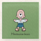 Japans eenogig Kind: Cartoon Yokai Glazen Onderzetter (Voorkant)