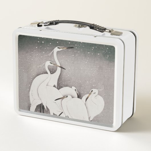 Japans Egrets Koson kranen wintersneeuw (Achterkant)