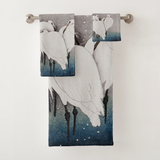 Japans Egrets Koson kranen wintersneeuw Bad Handdoek (Insitu)