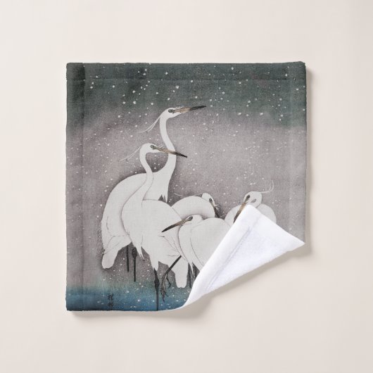 Japans Egrets Koson kranen wintersneeuw Bad Handdoek (Wasdoekje)