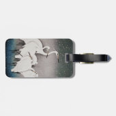 Japans Egrets Koson kranen wintersneeuw Bagagelabel (Achterkant horizontaal)