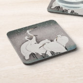 Japans Egrets Koson kranen wintersneeuw Bier Onderzetter (Linkerzijde)