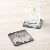 Japans Egrets Koson kranen wintersneeuw Bier Onderzetter (Rechterzijde)