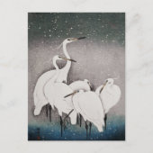 Japans Egrets Koson kranen wintersneeuw Briefkaart (Voorkant)