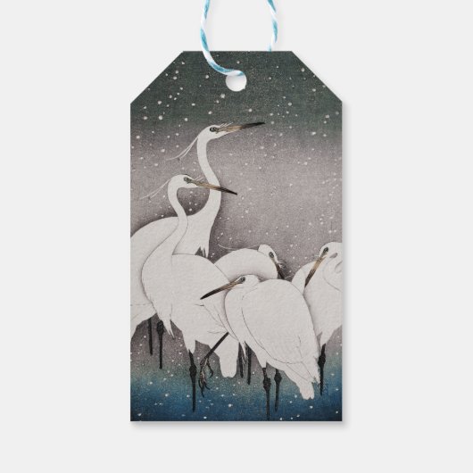 Japans Egrets Koson kranen wintersneeuw Cadeaulabel (Achterkant)