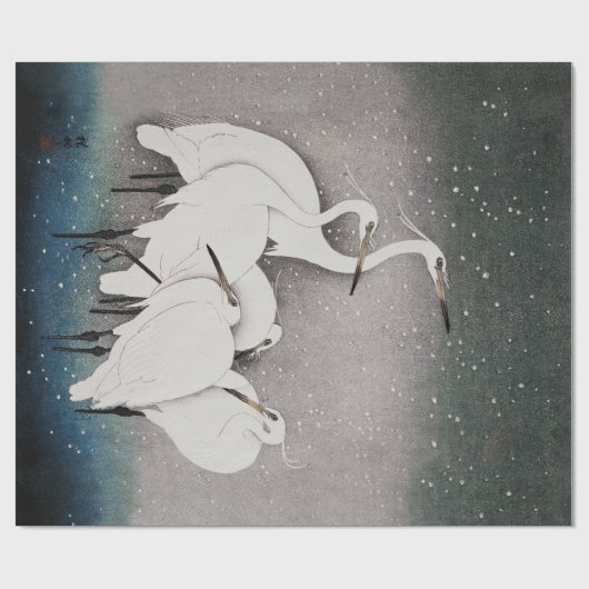 Japans Egrets Koson kranen wintersneeuw Cadeaupapier (Vlak)