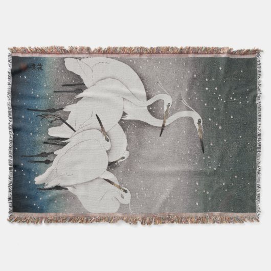 Japans Egrets Koson kranen wintersneeuw Deken (Voorkant)