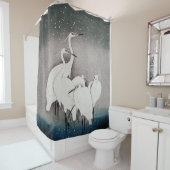 Japans Egrets Koson kranen wintersneeuw Douchegordijn (In situ)