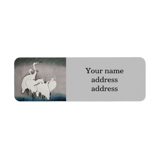 Japans Egrets Koson kranen wintersneeuw Etiket (Voorkant)