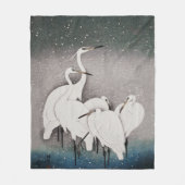 Japans Egrets Koson kranen wintersneeuw Fleece Deken (Voorkant)