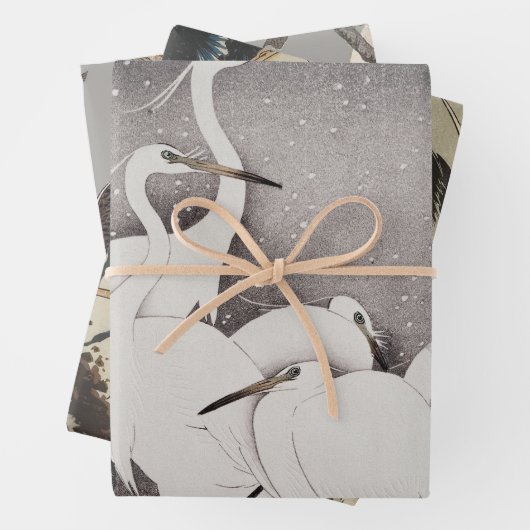 Japans Egrets Koson kranen wintersneeuw Inpakpapier Vel (In situ)